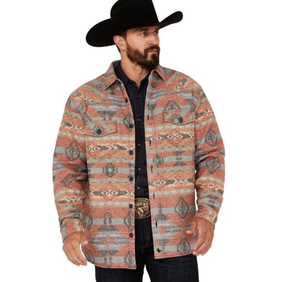 CODY JAMES MEN'S SPOKANE SOUTHWESTERN PRINT SHERPA SHACKET WESTERN RODEO LARGE - Picture 2 of 12